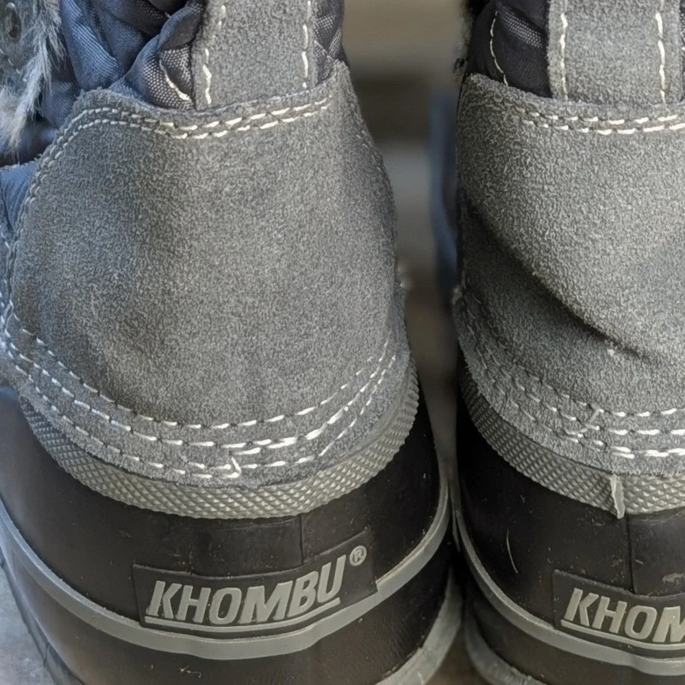 Womens Gray Black Quilted Faux Fur Trim Snow Duck‎ Boots Size 7B Waterproof Cold